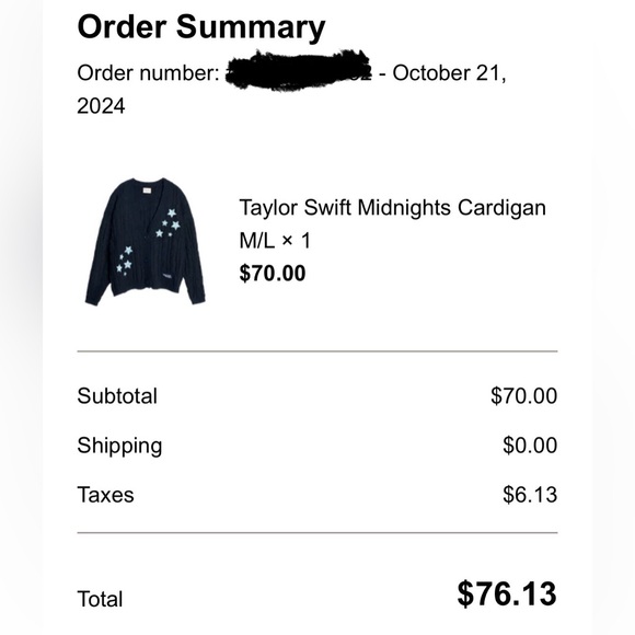 Taylor Swift: official Midnights cardigan in MEDIUM/LARGE- BNWT - Picture 2 of 9